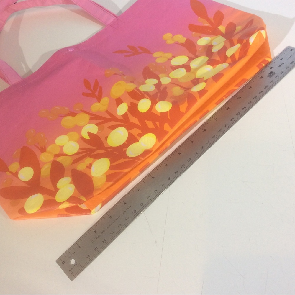 Bath and Body Works Pink Reusable Bag Yellow Flowers Floral Double Handle Tote - Picture 2 of 8